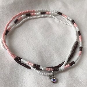 Neapolitan seed bead anklet set